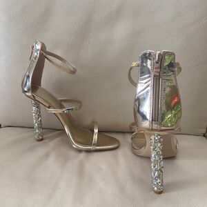 Gold strappy heels